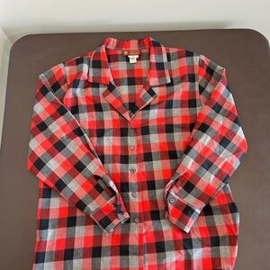 Anne Klein Sport Women’s Red and Black Flannel Button Down Long Sleeve shirt